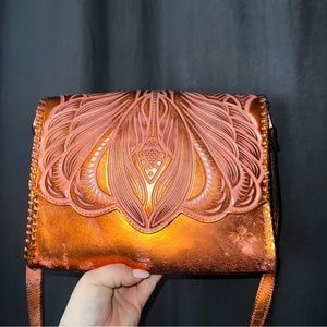 Patricia Nash orange stitched envelope bag